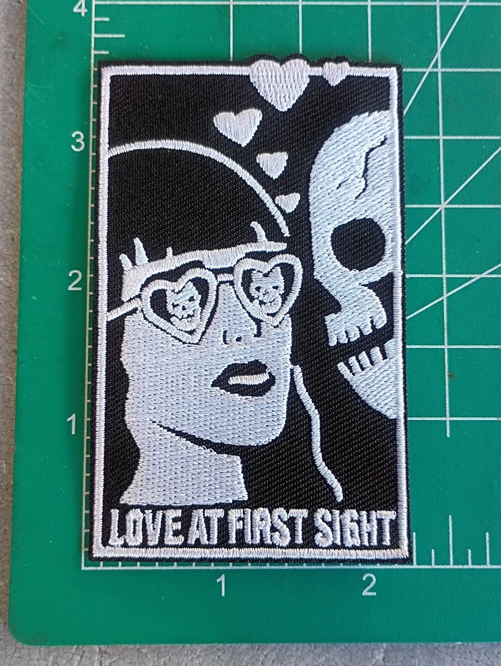 Love At First Sight Skull Woman Rectangle Iron On Embroidered Patch